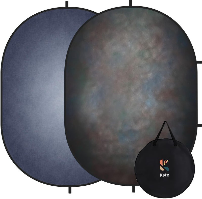 Kate 5x6.5ft(1.5x2m) Dark Grey Collapsible Backdrop Texture Folding Double Sided Pop up Backdrops for Photoshoot, Home Video Conference - Image 1